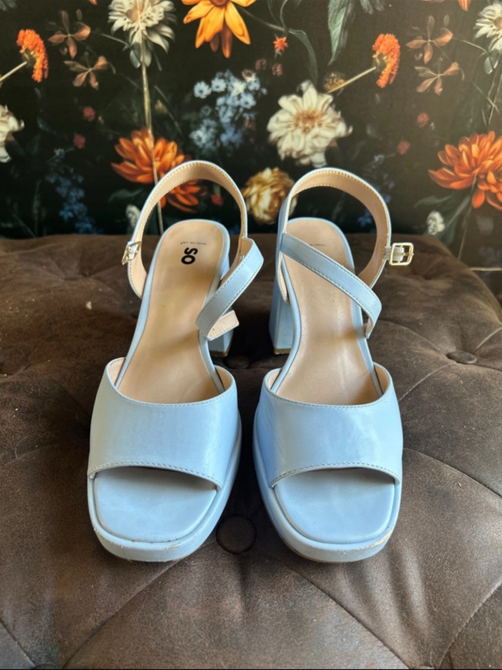 SO Light Blue Platform Sandals with Ankle Strap